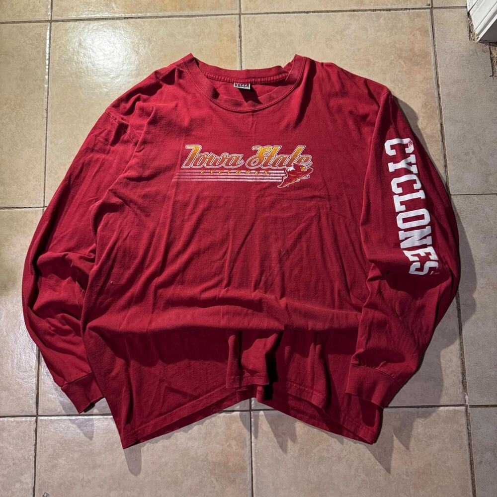 Vintage 90s soffe iowa state longsleeve red tee Shirt Size 2Xl in Mens